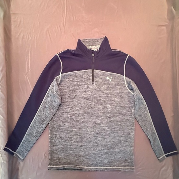 Puma Performance Quarter Zip Lightweight Jacket in Gray and Navy Size Large - Picture 2 of 12